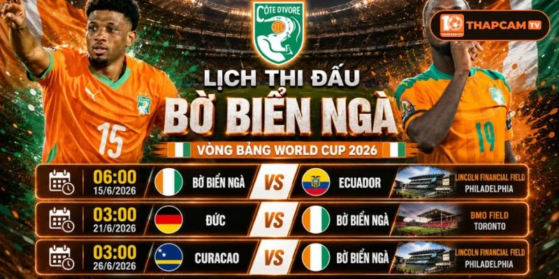 Đội hình tuyển Bờ Biển Ngà World Cup 2026 đã có lịch thi đấu chính thức.